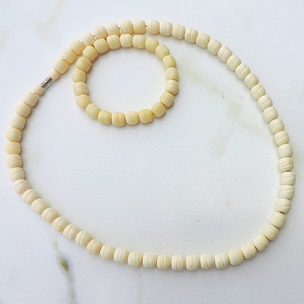 White Bead Necklace + Bracelet Duo